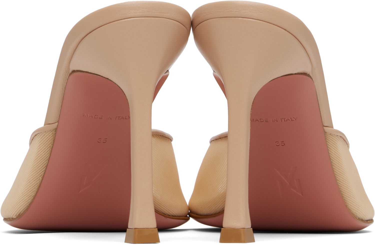 Modni dodatki Amina Muaddi Amina Muaddi Alexa Mesh 95 Heeled Sandals Bež | SSENSE EXCLUSIVE 95MM ALEXA MESH, 1