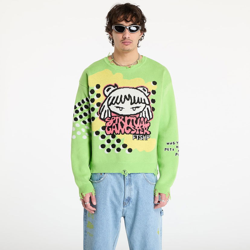 Pulover Footshop Spiritual Gangster Graphic Knit Sweater Zelena | FTSHP_391