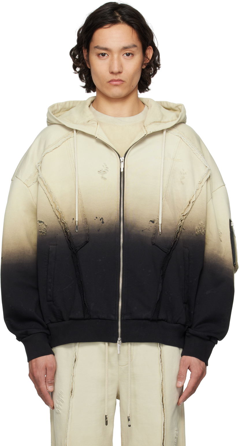 Pulover Feng Chen Wang Feng Chen Wang Deconstructed Gradient Zip Hoodie Bež | FUS19HD02