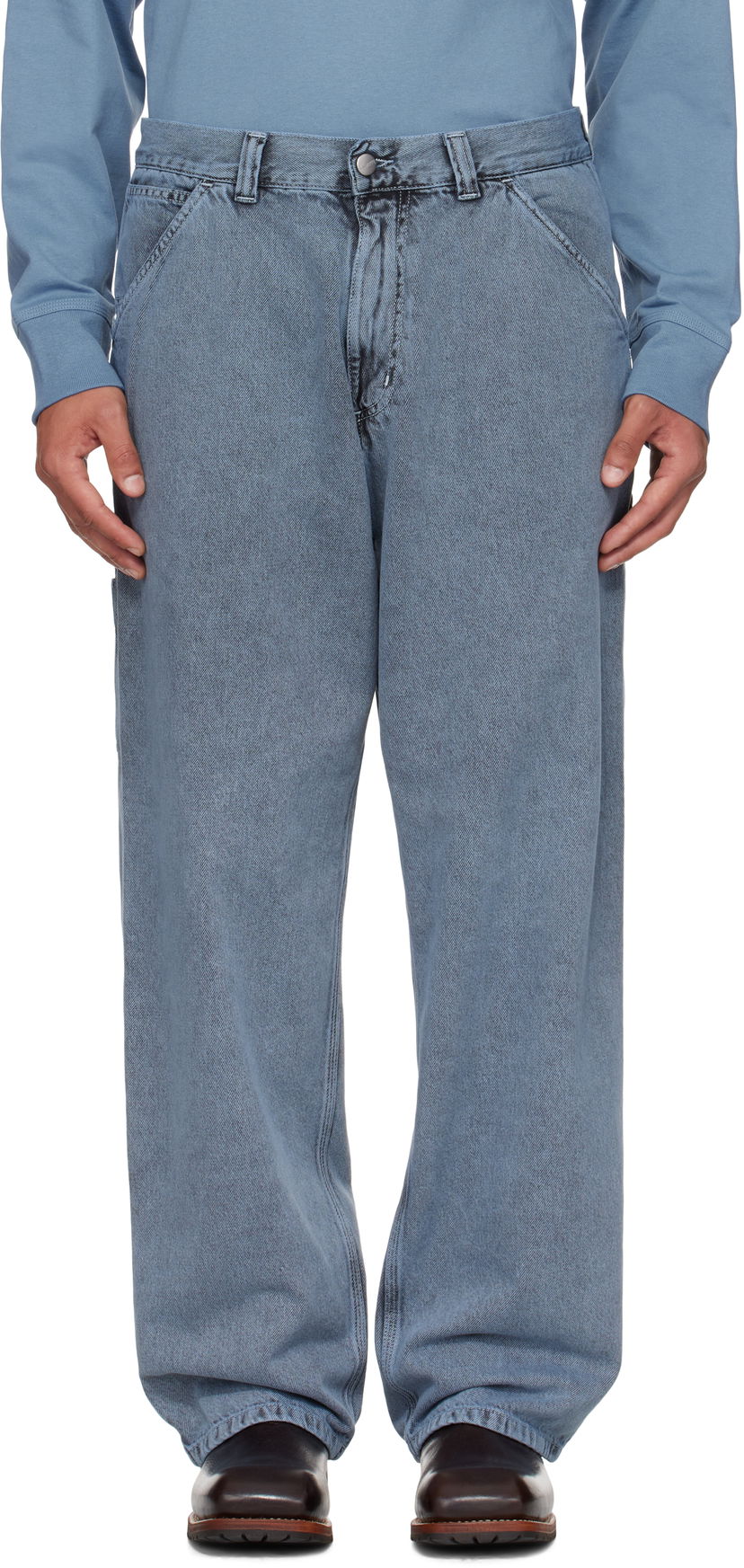 Kavbojke Carhartt WIP Single Knee Jeans Modra | I035819