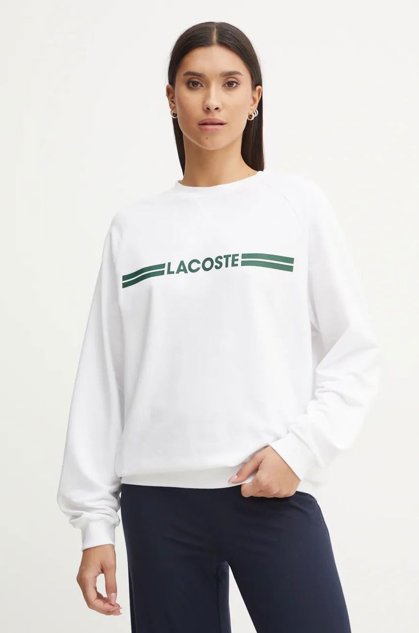 Pulover Lacoste White Graphic Sweatshirt Bela | SF1472