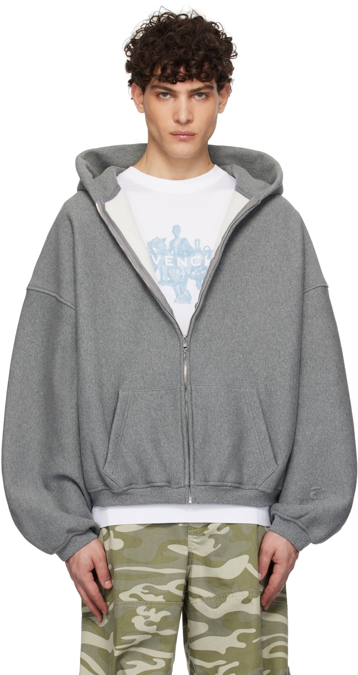 Pulover Alexander Wang Dense Fleece Star Zip-Up Hoodie Siva | 6CC2242051, 0