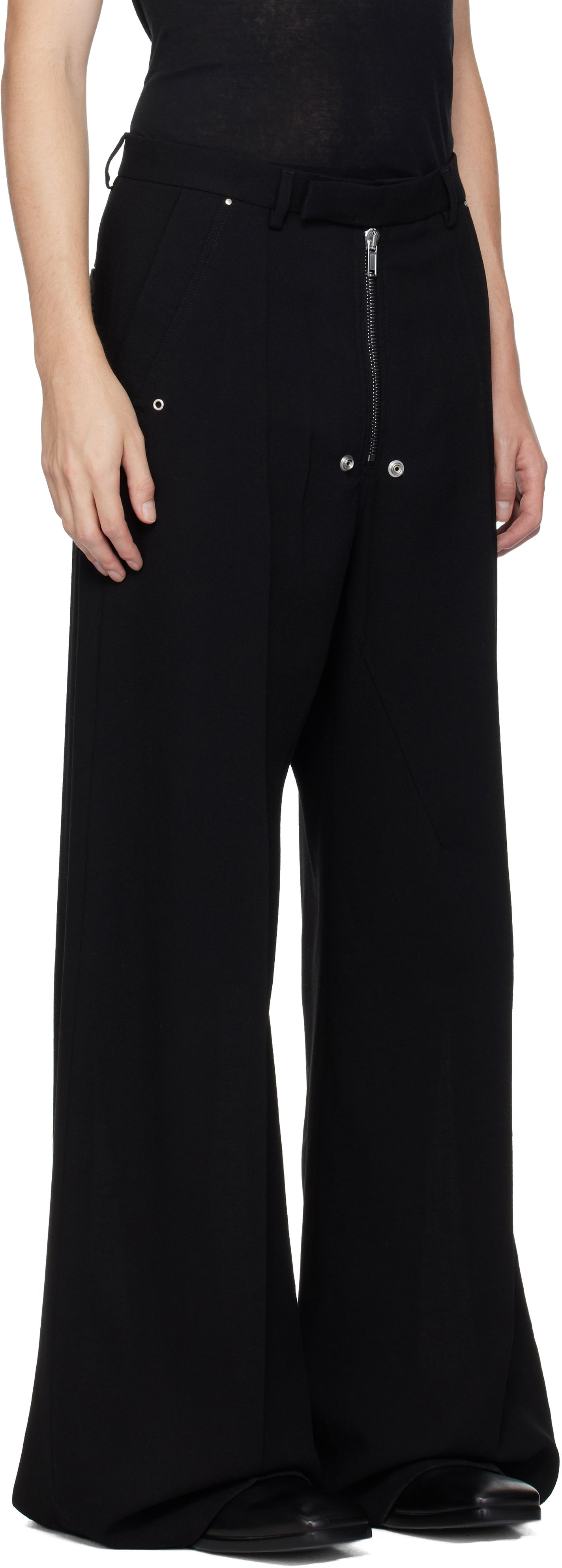 Hlače Rick Owens Concordians Tailored Wide Belas Trousers Črna | RU02E1354 WA, 1