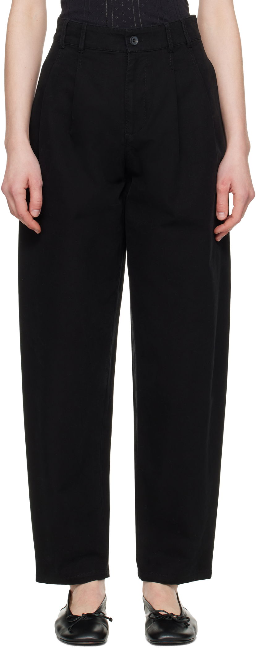 Hlače A.P.C. A.P.C. Willow Pleated Carrot Fit Trousers Črna | COGBJ-F08486