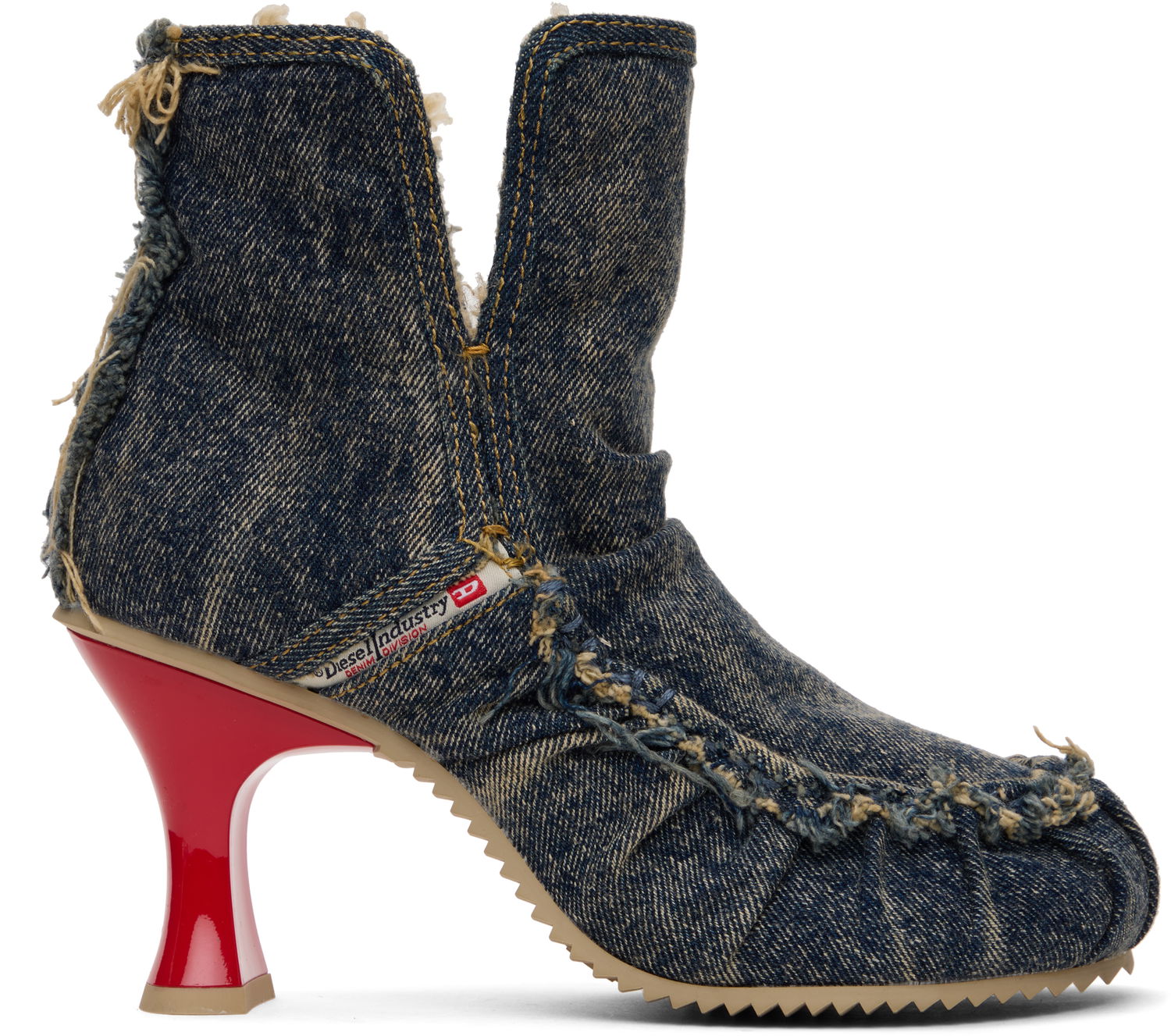 Superge in čevlji Diesel D-Woodstock Ab Distressed Denim Flared Heel Ankle Boots Večbarvna | Y03696 P1848, 0