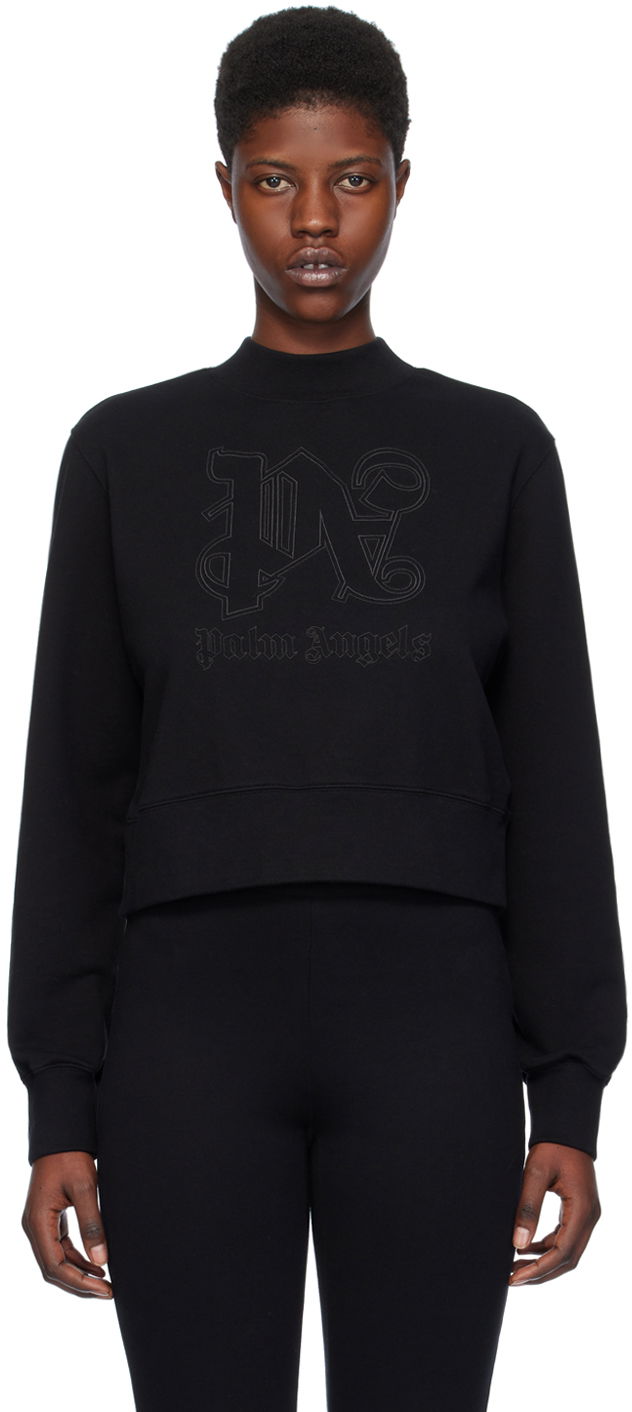 Pulover Palm Angels Monogram Statement Sweatshirt Črna | PWBA016R24FLE0011010