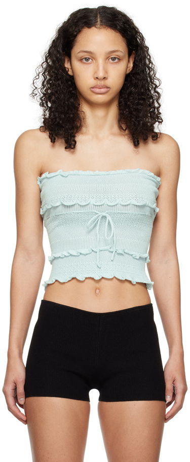 Majica brez rokavov GUIZIO Guizio Balena Smocked Tube Top Turkizna | R24608S035, 0