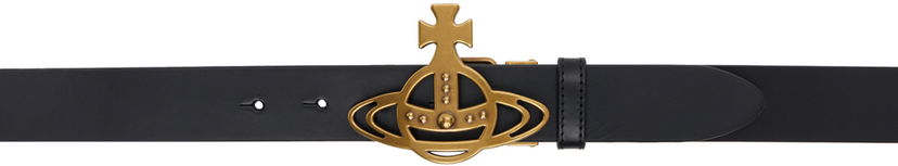 Pasovi Vivienne Westwood Black Line Orb Buckle Belt Črna | 82010072U-L008N-