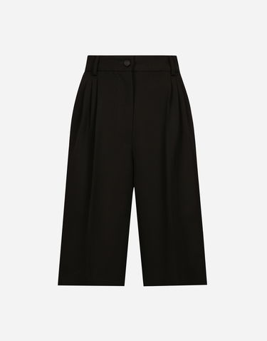 Kratke hlače Dolce & Gabbana Dolce & Gabbana Wool Gabardine Tuxedo Bermuda Shorts Črna | FTC77TFU21EN0000, 0