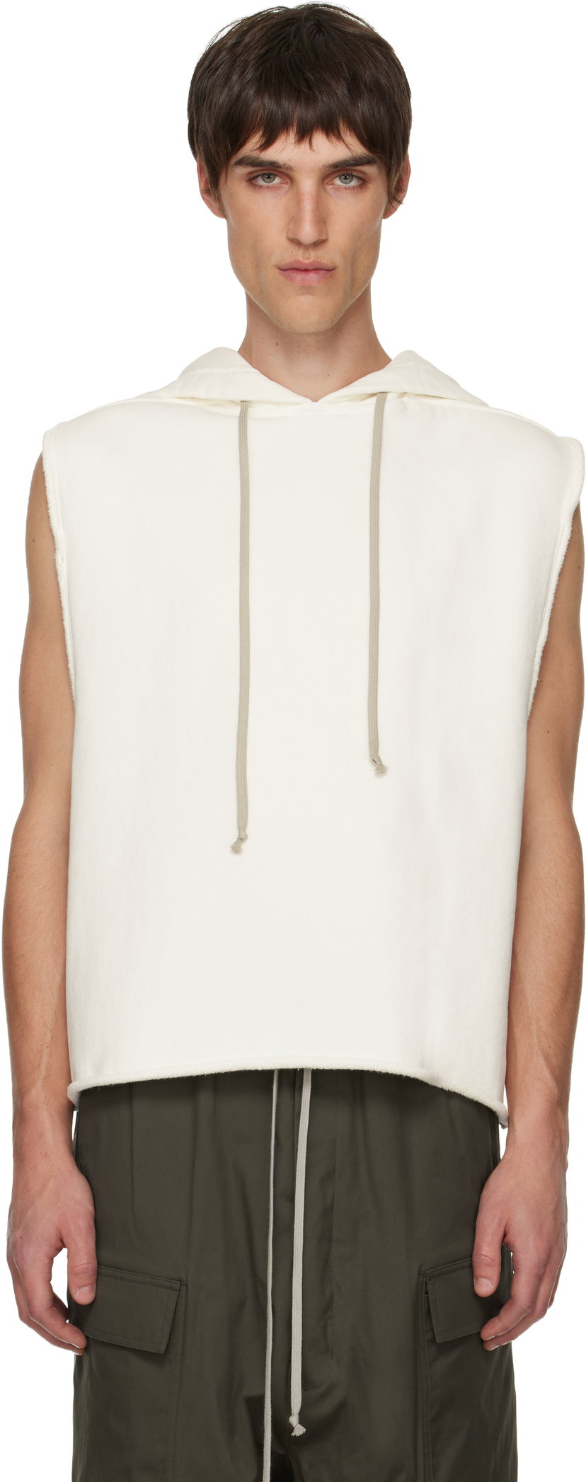 Pulover Rick Owens Rick Owens Concordians Sleeveless Tunic Hoodie Bela | RR02E1503 JTCD