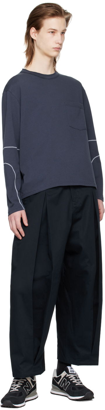 Hlače sage NATION SAGE NATION Box Pleat Trousers Mornarica | S011, 3