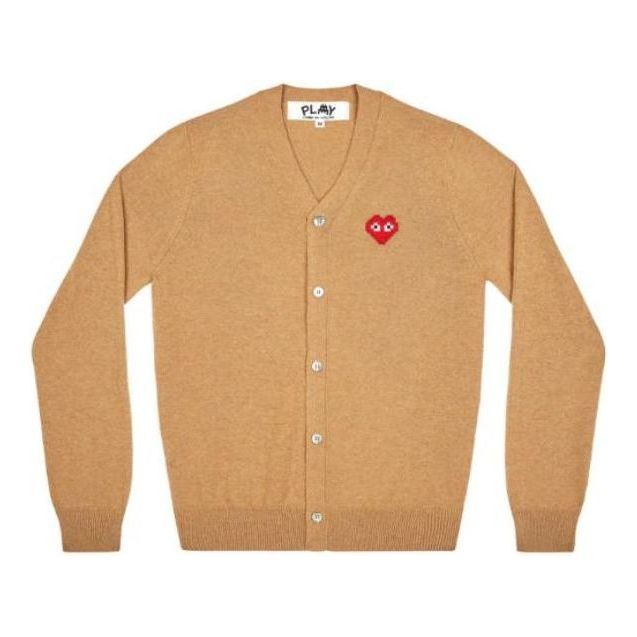 Pleteni pulover Comme des Garçons Play Cardigan With Emblem Bež | AZ-N084-051-3