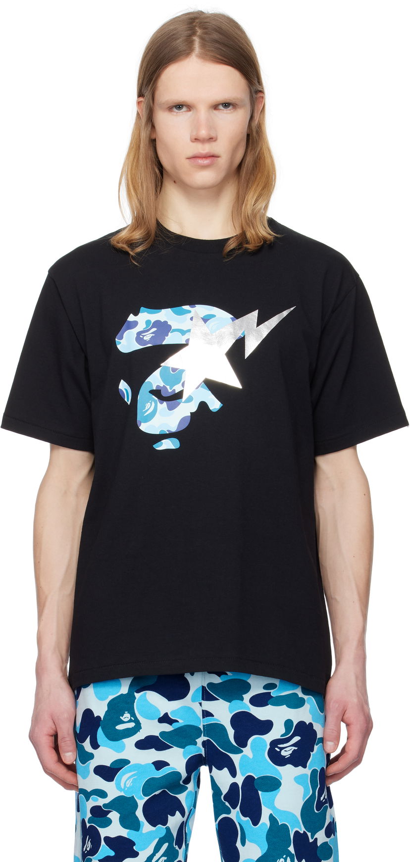 Majica BAPE A Bathing Ape ABC Camo Ape Face STA T-Shirt Črna | 001TEK801009M