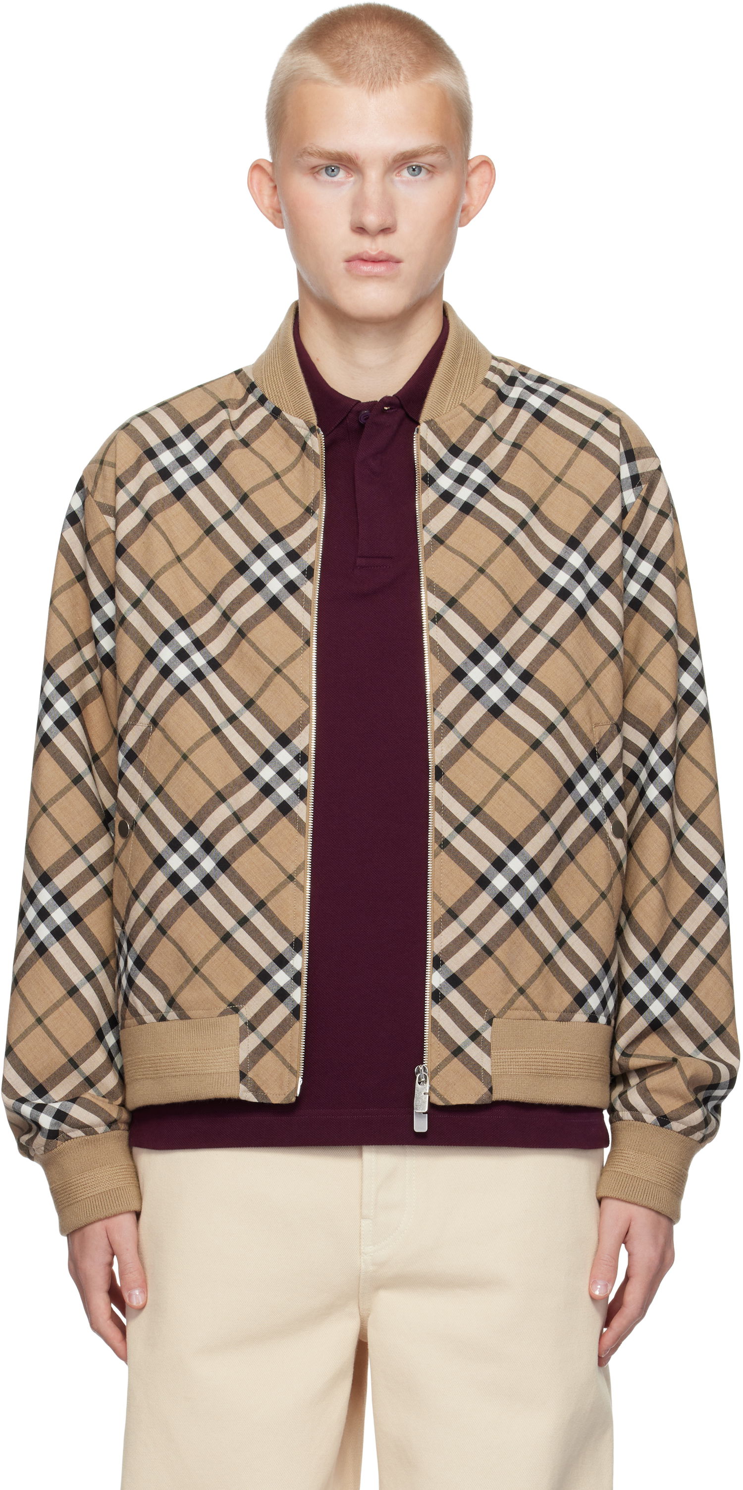 Bomber jakna Burberry Wool Blend Bomber Jacket Bež | 8092963, 0