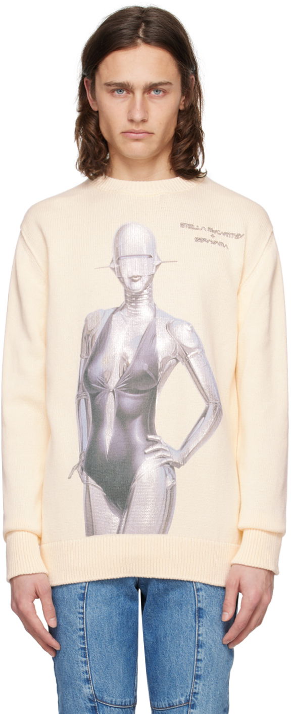 Pleteni pulover Stella McCartney Stella McCartney Embroidered Sweater Bež | 6K07143S2480