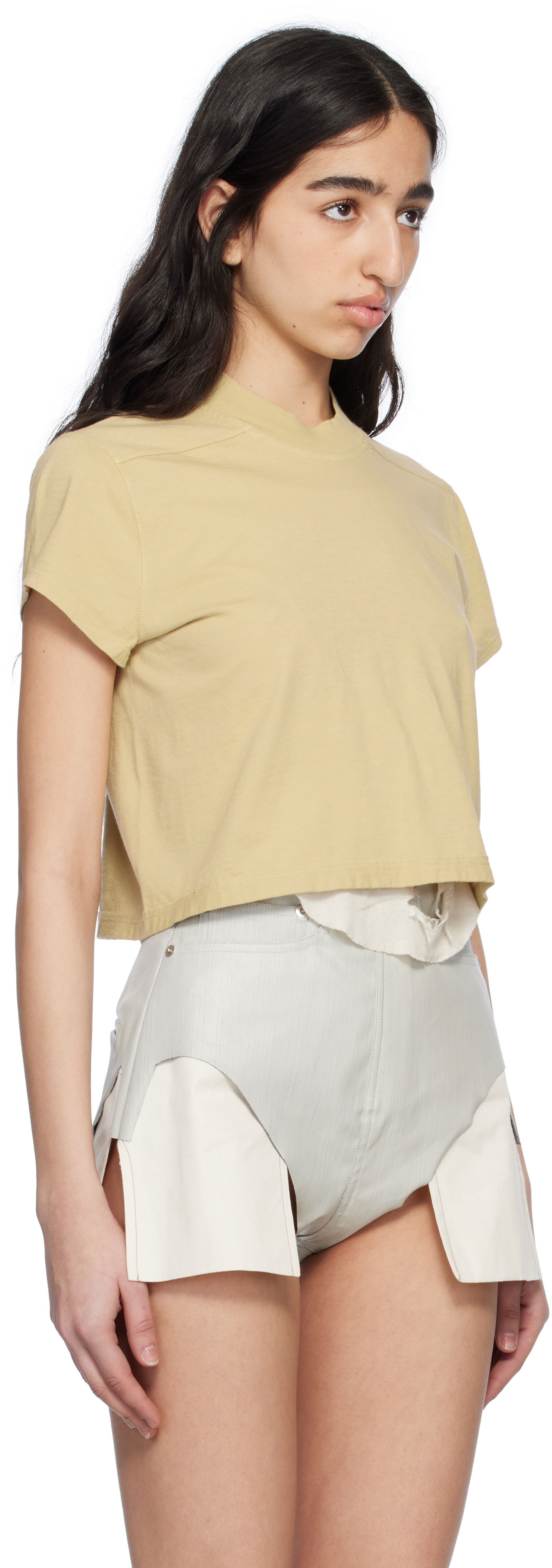 Krop-top Rick Owens Rick Owens DRKSHDW Hollywood Cropped Level Tee Rumena | DS01E3207 RN, 1