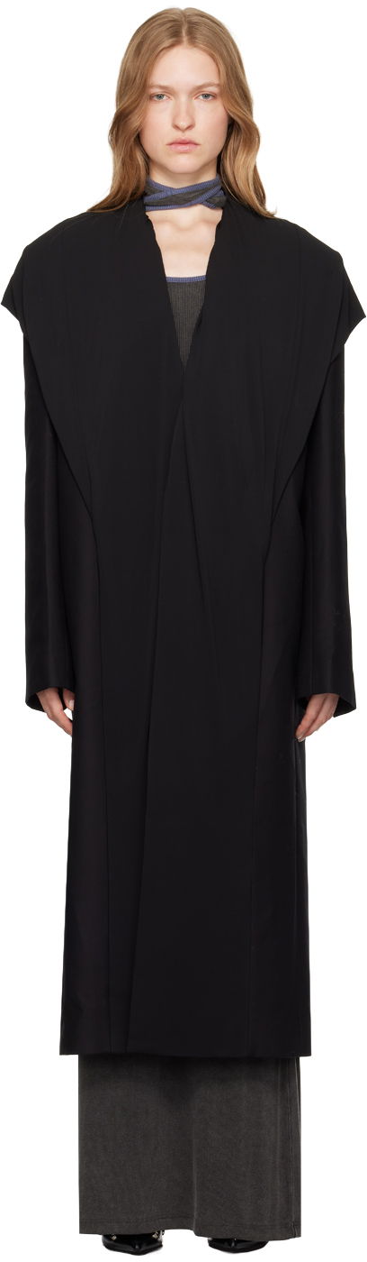 Plašči Y/PROJECT Draped Hood Coat Črna | 201CO003