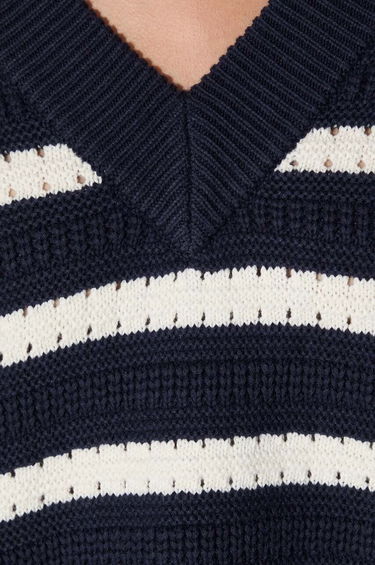Pleteni pulover Samsoe Samsoe Samsoe Samsoe Striped V-Neck Sweater Mornarica | F23300195, 4