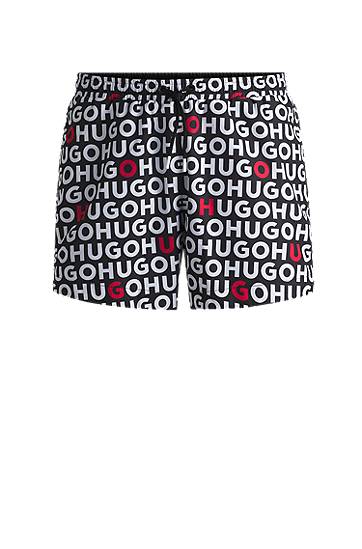 Kratke hlače BOSS Swim Shorts with Logo Print and Drawcord Črna | 50535412