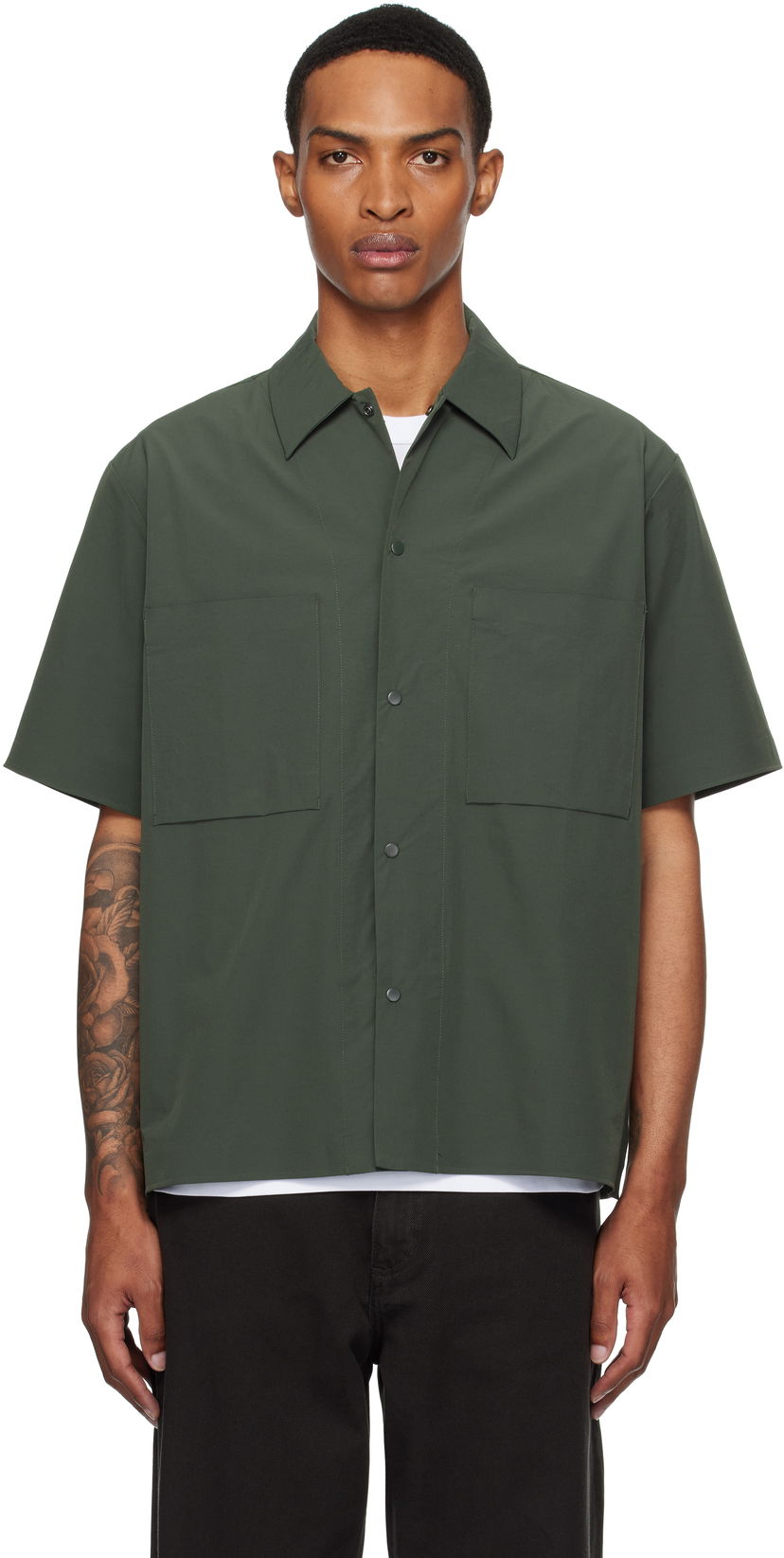 Srajce NORSE PROJECTS Norse Projects Hermann Travel Light Short Sleeve Shirt Zelena | N40-0824