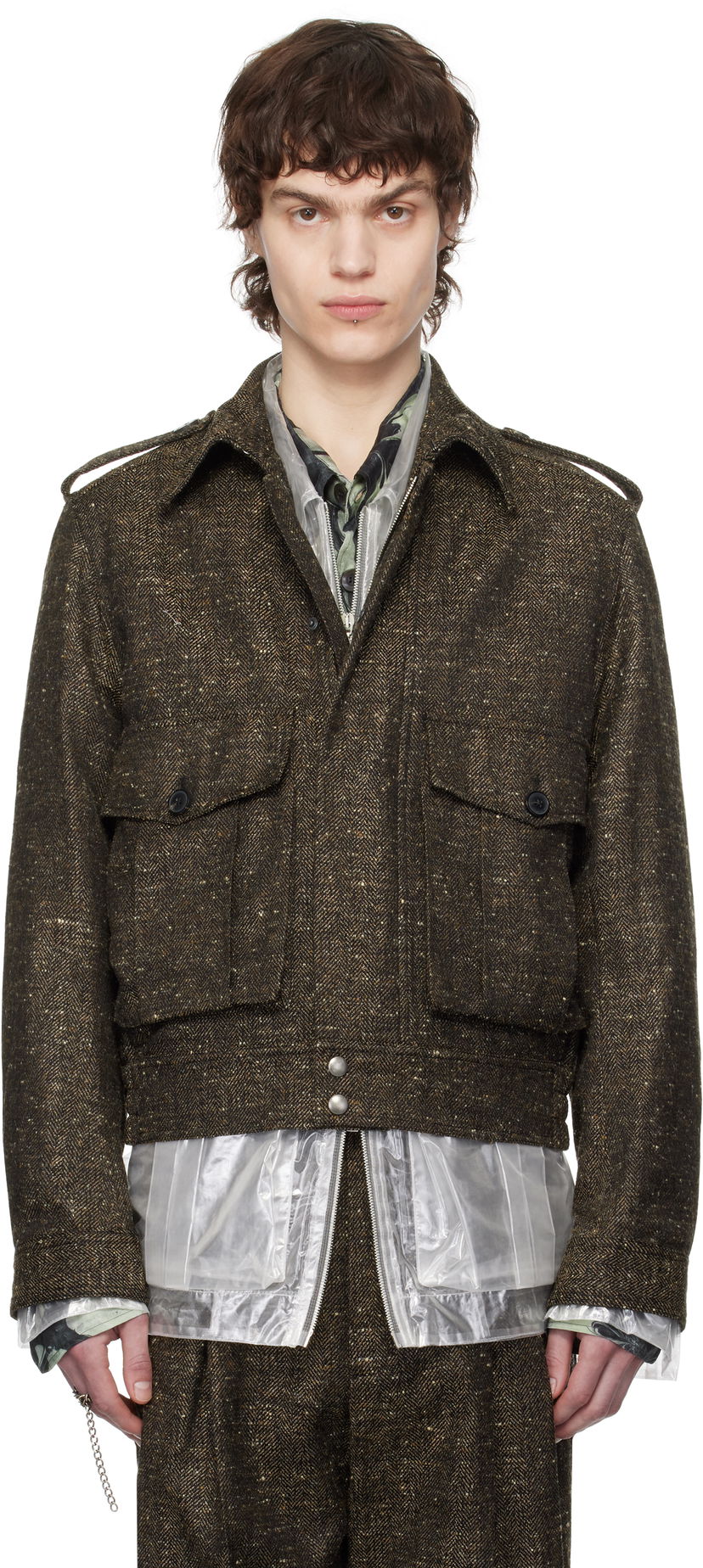 Bomber jakna Dries Van Noten Dries Van Noten Tweed Jacket Rjava | 251-020510-1523