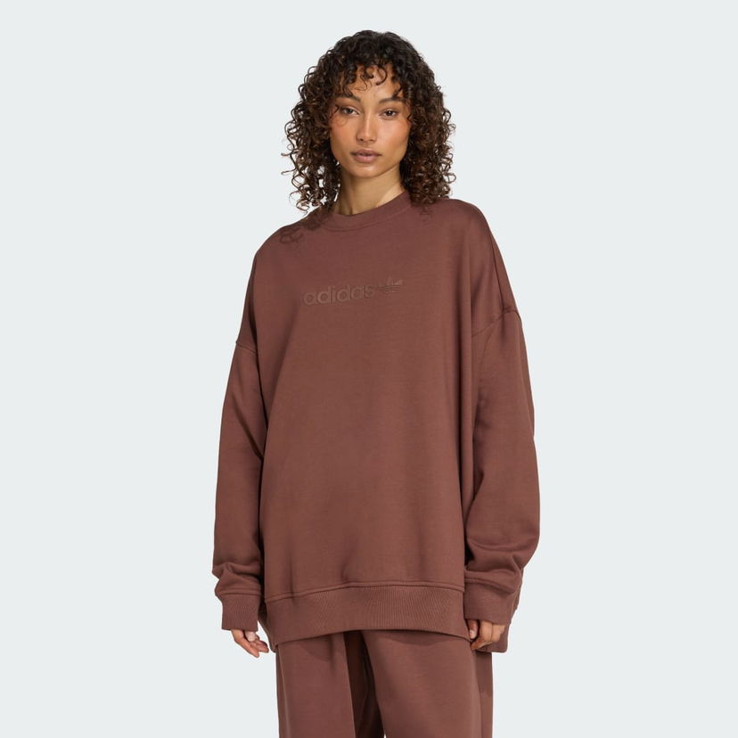 Pulover adidas Performance Essentials Linear Oversized Crewneck Sweatshirt Rjava | JW1018