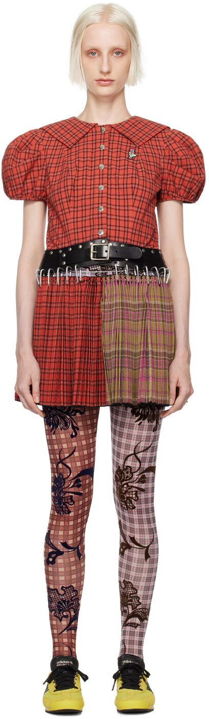 Krila Chopova Lowena Judith Carabiner Plaid Minidress Rdeča | 1247