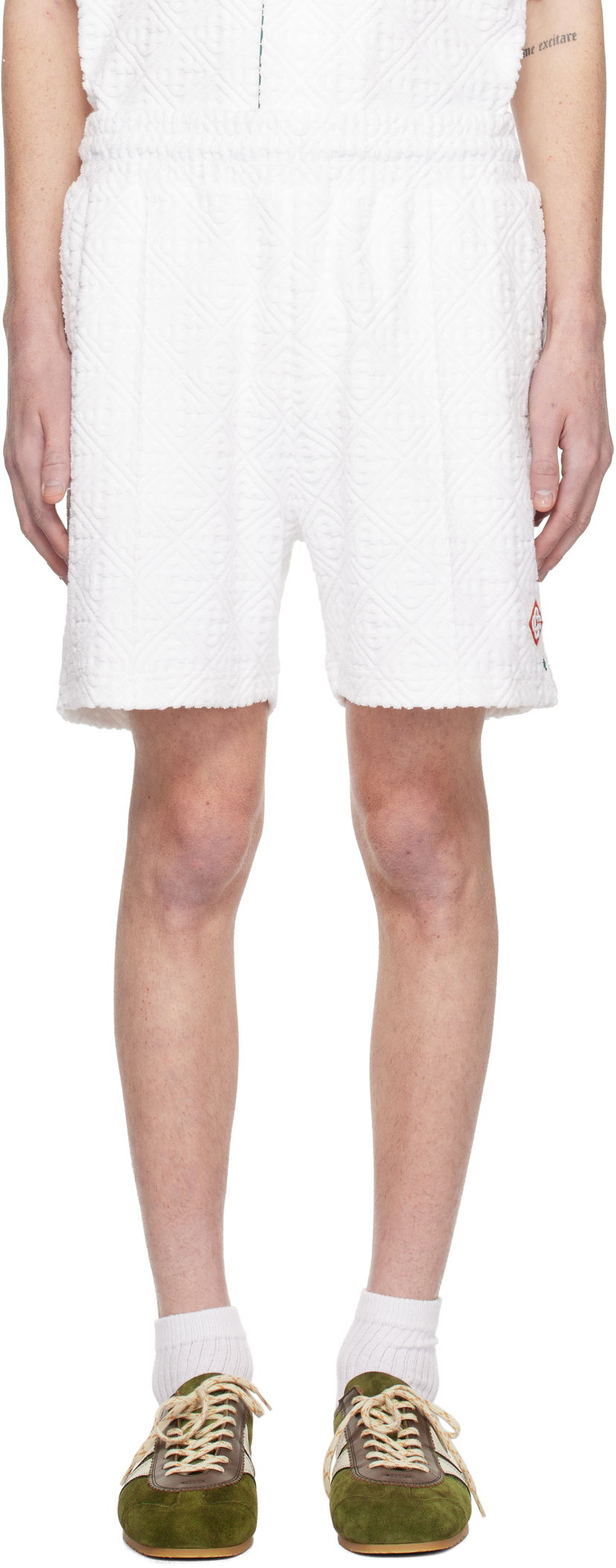 Kratke hlače Casablanca Monogram Towelling Shorts Bela | MPS25-JTR-113-02