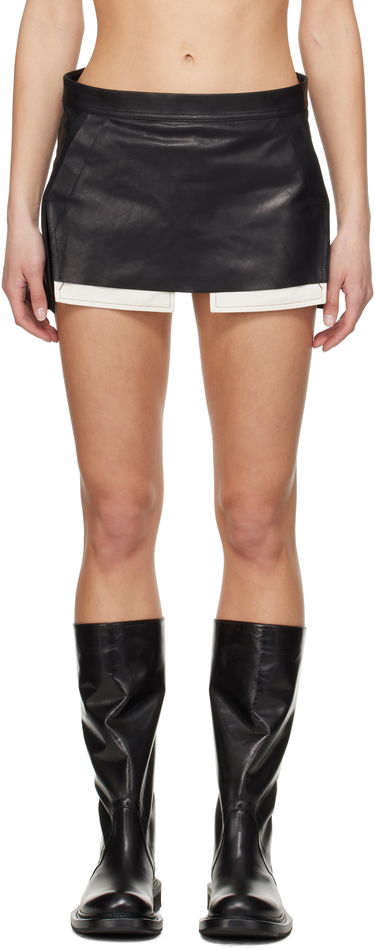 Krila Rick Owens Rick Owens Hollywood Fog Cutoff Leather Miniskirt Črna | RP01E7371 LSU, 0