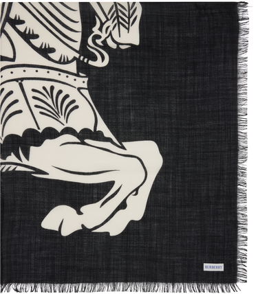 Šala Burberry Burberry Wide EKD Wool Scarf Črna | 8113032, 0
