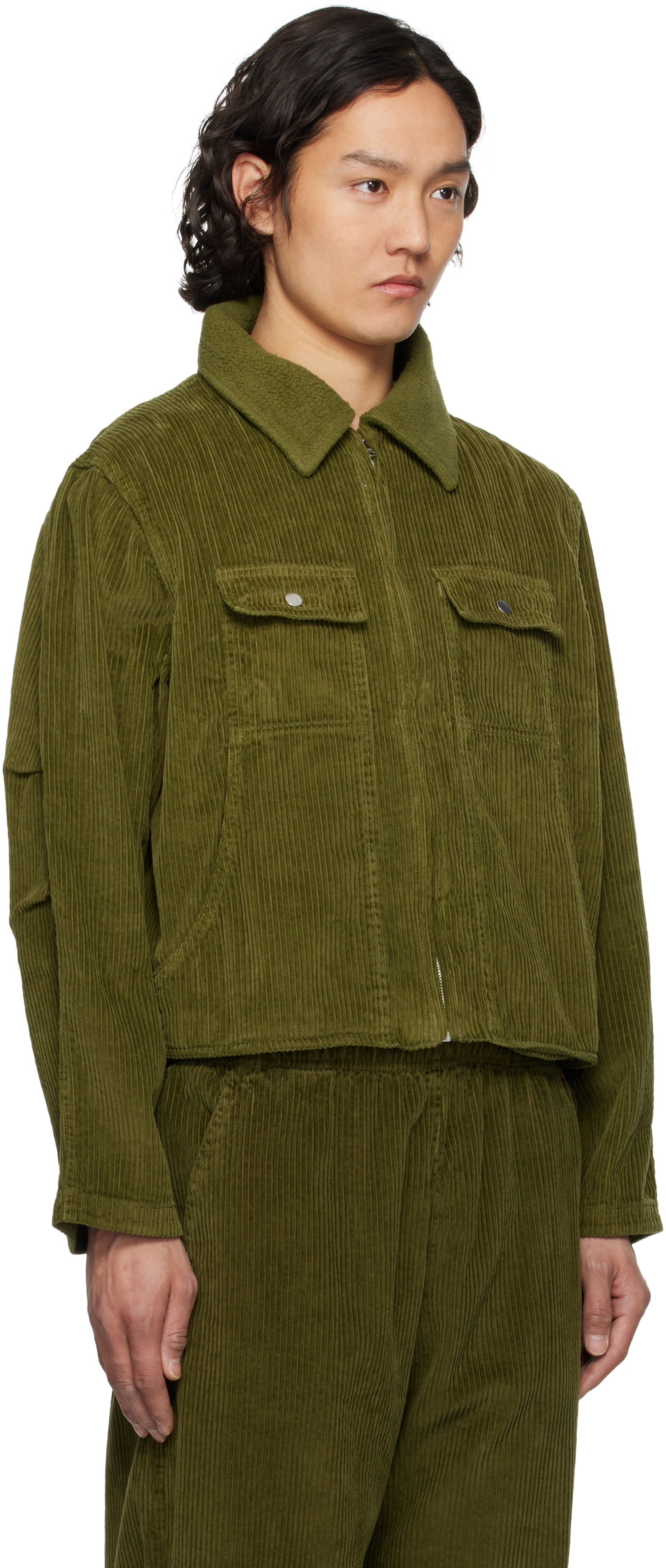 Jakna LES TIEN Les Tien Corduroy Cropped Utility Jacket Zelena | WC-1097-SW, 1