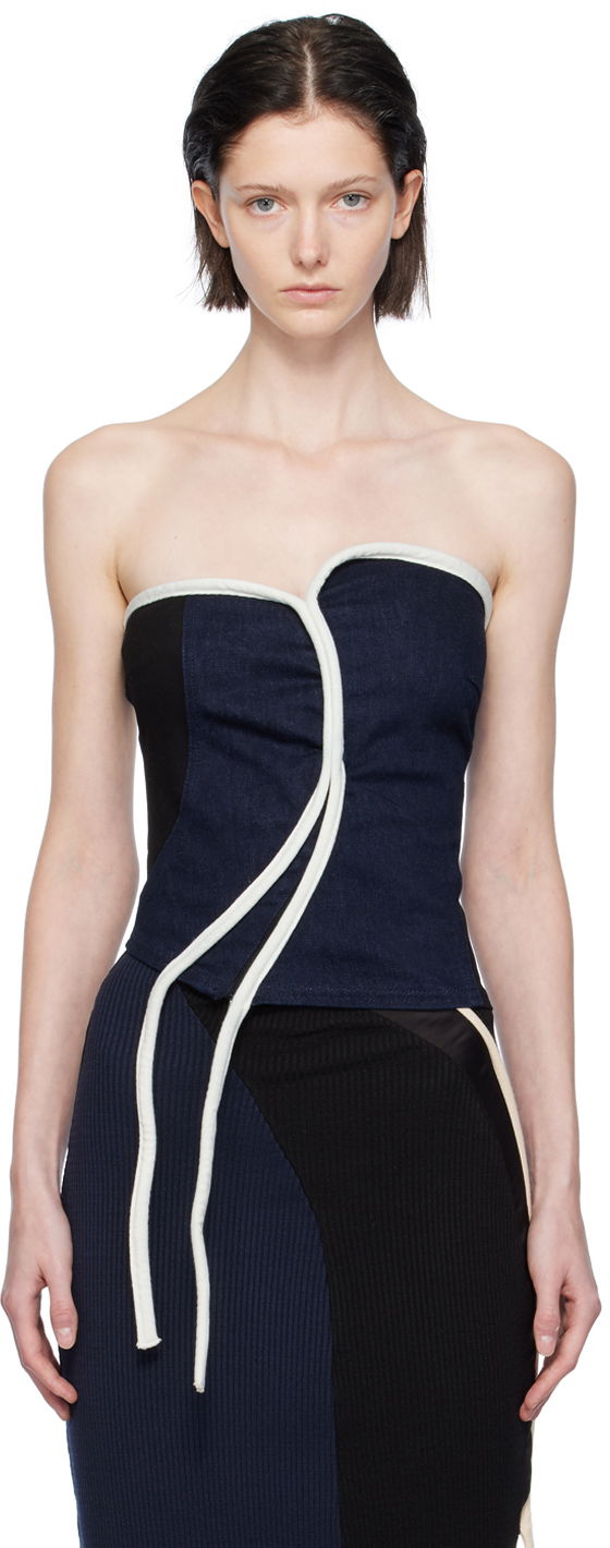 Majica brez rokavov Ottolinger Ottolinger Asymmetric Denim Tank Top Modra | 1703411