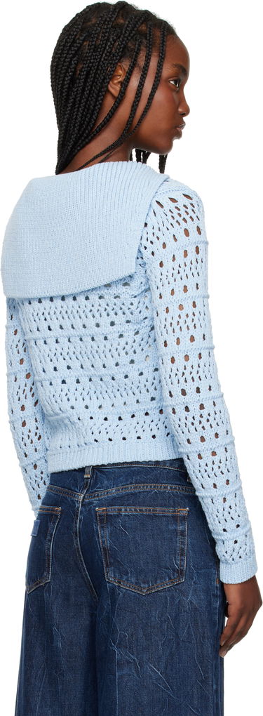 Pleteni pulover GANNI Ganni Tie String Knit Cardigan Modra | K2429, 2