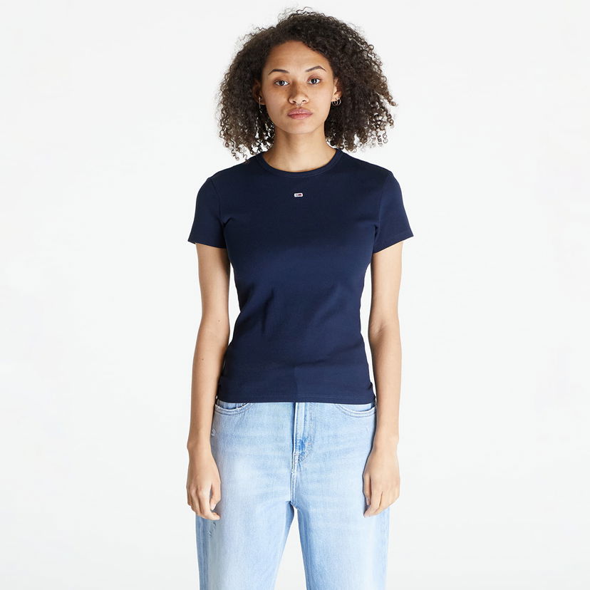 Majica Tommy Hilfiger Tommy Jeans Slim Essential Rib Črna | DW0DW17383 C1G