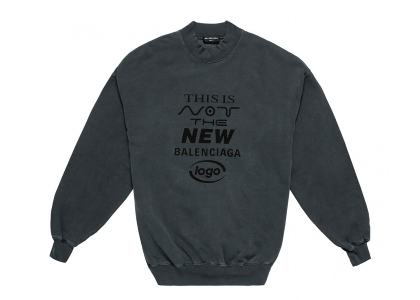 Pleteni pulover Balenciaga This Is Not Logo Crewneck Črna | 652981TKVE41069, 0