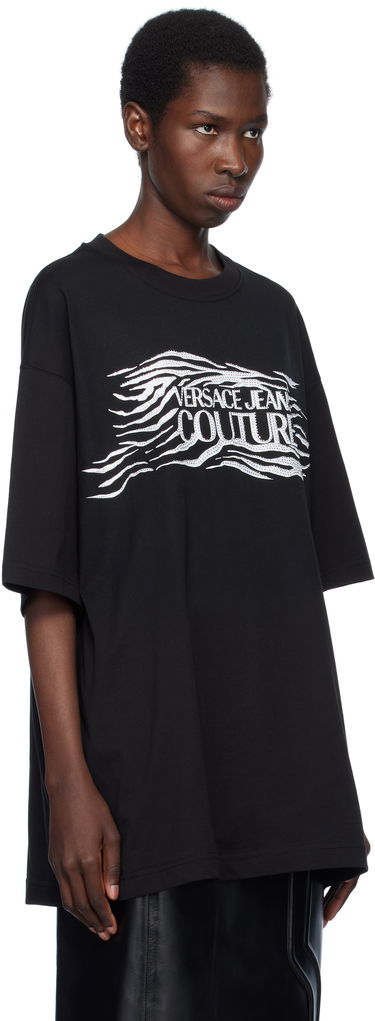 Majica Versace Versace Jeans Couture Loose-Fit T-Shirt with Zebra Print Črna | E78GAH6L1_EJ0001, 1