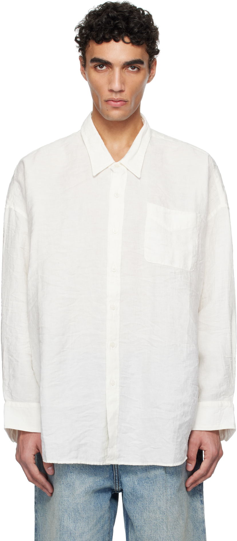 Srajce R13 R13 Drop Neck Shirt Bela | R13MR004-R364A