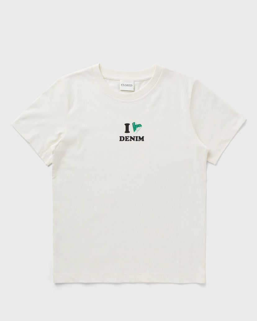 Majica CLOSED Printed T-Shirt with Denim Graphic Bela | C95621-44H-PR-218