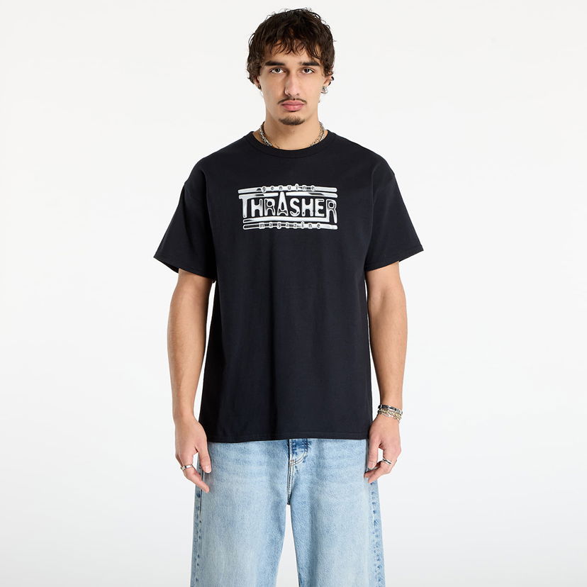 Majica Thrasher Thrasher Chrome Genuine T-Shirt Črna | 145761