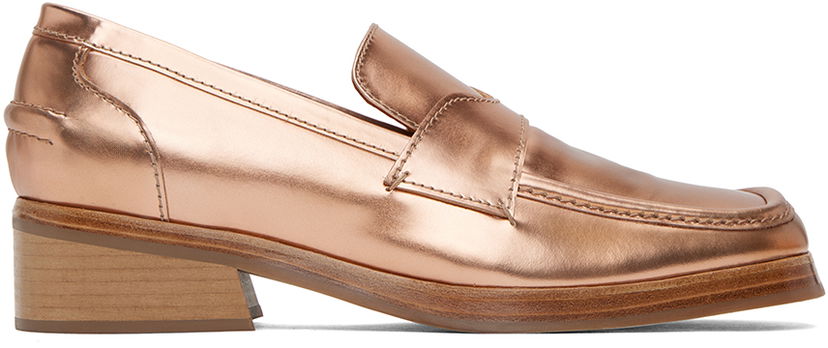 Superge in čevlji Eckhaus Latta Eckhaus Latta Square-Toe Penny Loafers with Block Heel Kovinski | FEKLMLTLO06V25