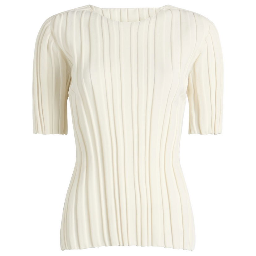 Majica Pleats Please Issey Miyake Issey Miyake Pleats Please Rib Knit T-Shirt Bela | PP56KK852-02