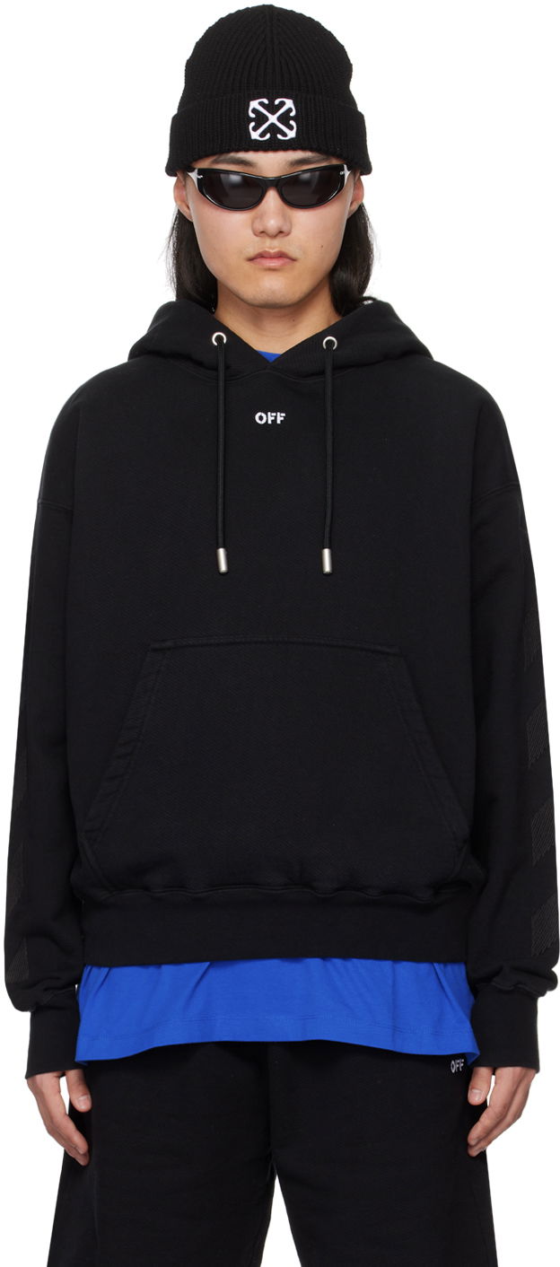 Pulover Off-White Black Cornely Diags Hoodie Črna | OMBB085S24FLE0041001