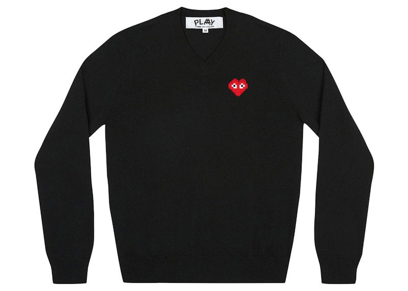 Pleteni pulover Comme des Garçons Invader V-Neck Sweater Črna | AZ-N081-051