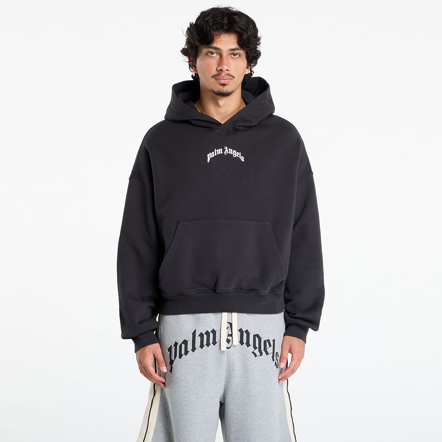 Pulover Palm Angels Palm Angels Back Curved Logo Loose Hoody Črna | PMBB17EF25FLE0041003, 0