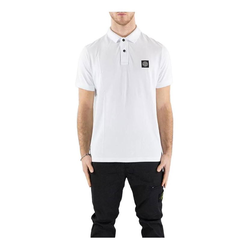 Polo majica Stone Island Compass-patch Short-Sleeved Polo Shirt Bela | 10152SC17-A0001