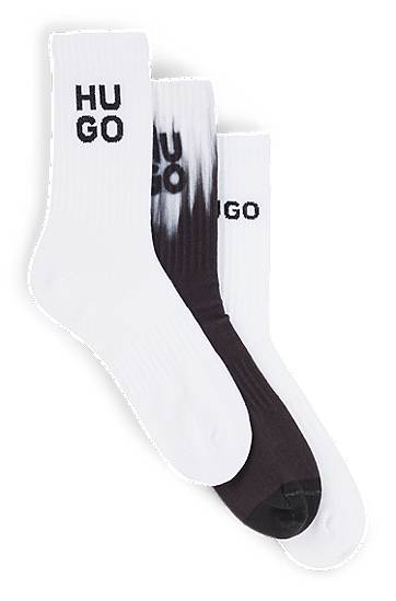 Nogavice BOSS HUGO Three-Pack Short Socks with Logo Bela | 50531488