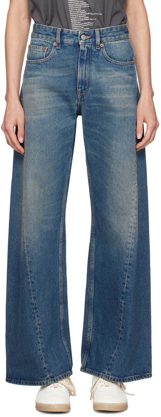 Kavbojke Maison Margiela MM6 Blue Twisted Outseam Jeans Mornarica | S52LA0238 S30589