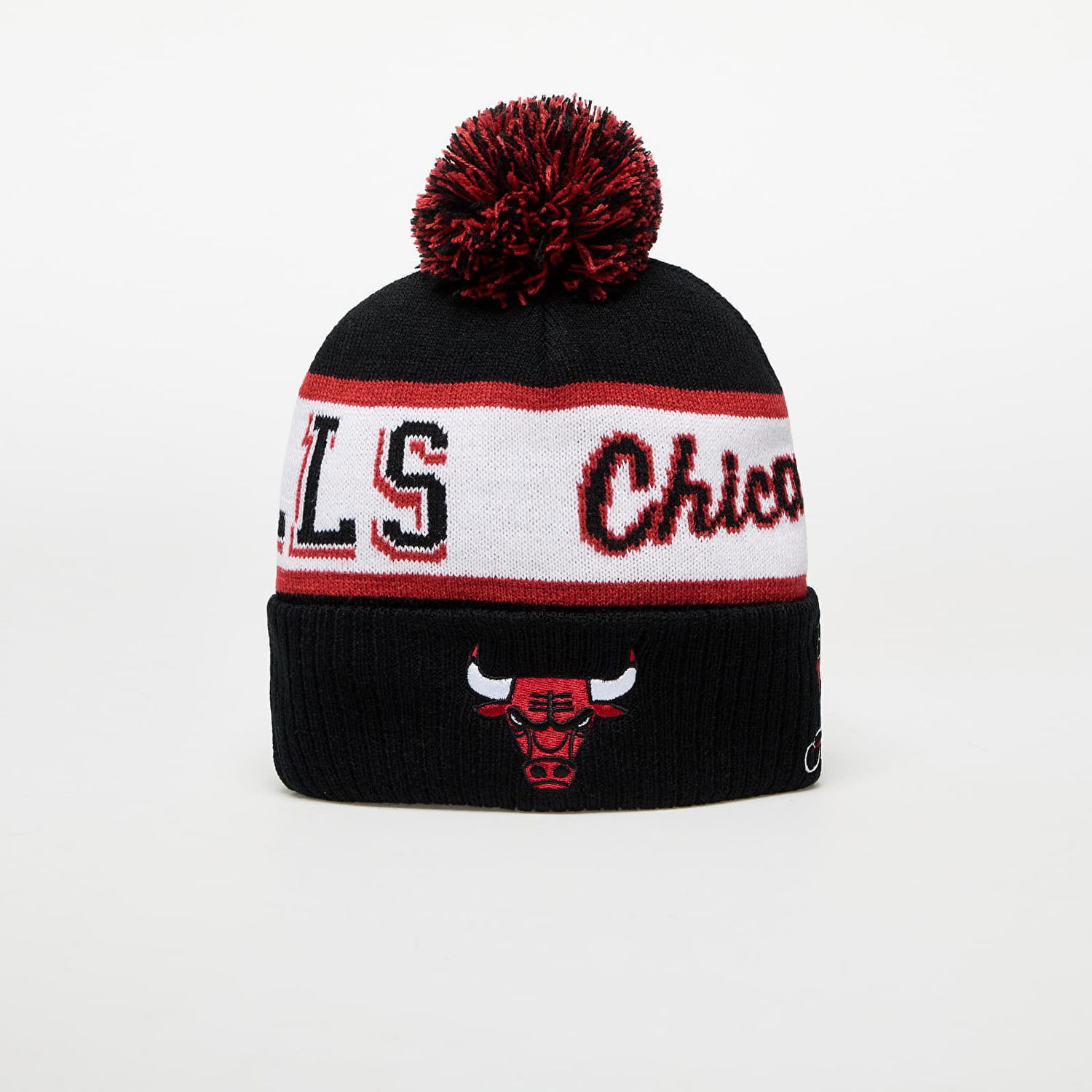 Beanie Mitchell & Ness NBA Block Sweep Pom Knit Chicago Bulls Beanie Črna | HK9726-CBUBLCK, 0