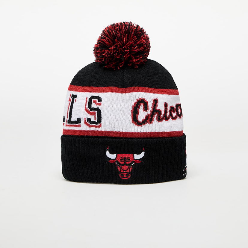 Beanie Mitchell & Ness NBA Block Sweep Pom Knit Chicago Bulls Beanie Črna | HK9726-CBUBLCK