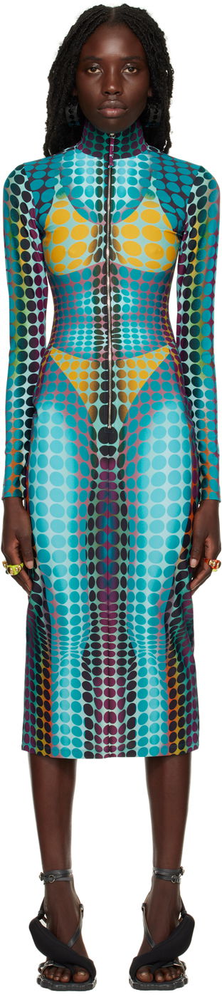 Obleke Jean Paul Gaultier Jean Paul Gaultier Dots Print Midi Dress Večbarvna | 22/09-F-RO026-J512